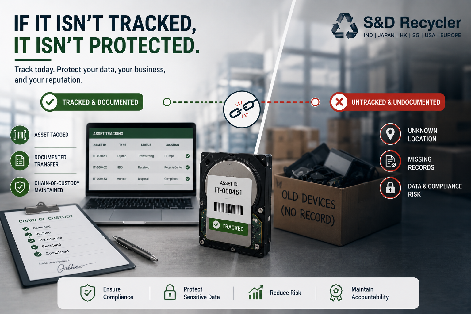 Importance of asset tracking and chain of custody documentation for office e-waste